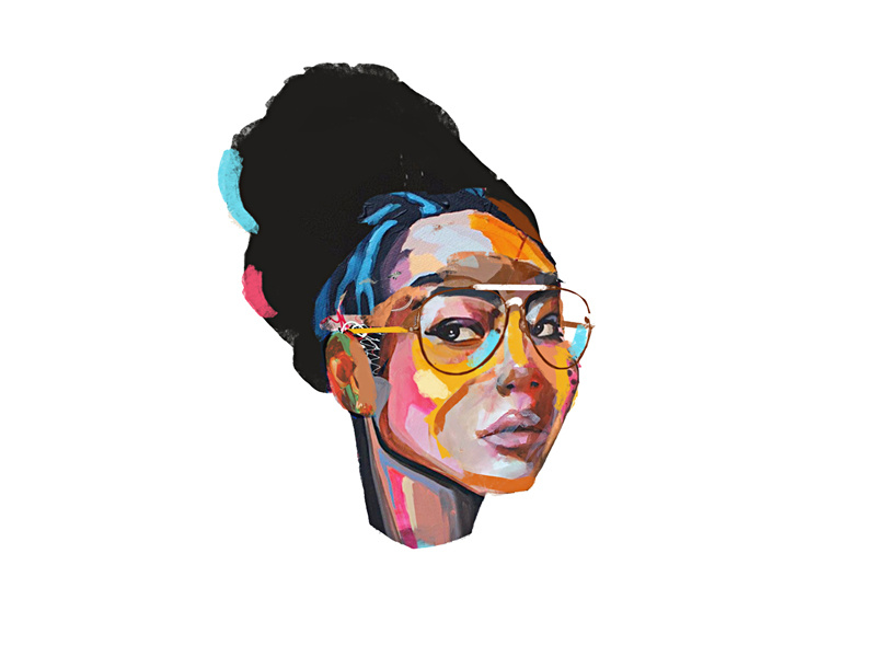 Simone color painting collage face portrait illustration art