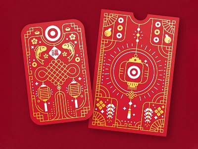 Target Lunar New Year Giftcard art branding design giftcard icon illustration line packaging red target vector