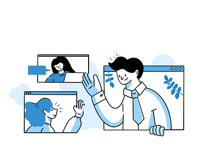 We communicate with people online! design graphic illustration