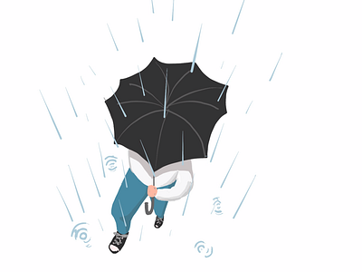 [Graphic] Raining, Umbrella, Urban