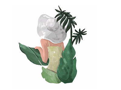 [Graphic] Green, Tropical, Girl animation app art branding celebrate design flat graphic icon illustration illustrator minimal party type typography ui ux vector web website