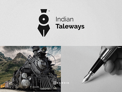 Train, Fountain Pen, writer design esweid flat foutain pen graphicdesign logo minimal pen train vector writer