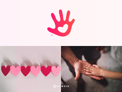 Hand, Heart, Logo design family flat graphicdesign hand heart instagram logo love vector