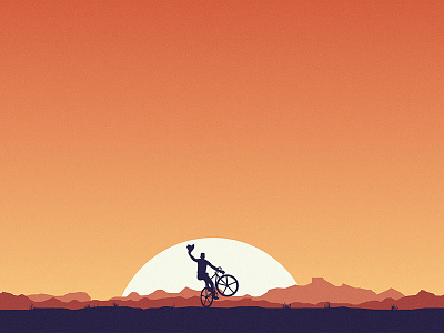 Sunset Rider bike cowboy fixie mountains rearing sun sunset wheelie