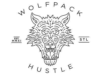 Wolfpack Hustle bike cycle hustle illustration line art st. louis stl wolf wolfpack