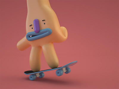 Drew c4d character cinema 4d face finger hand octane skateboard