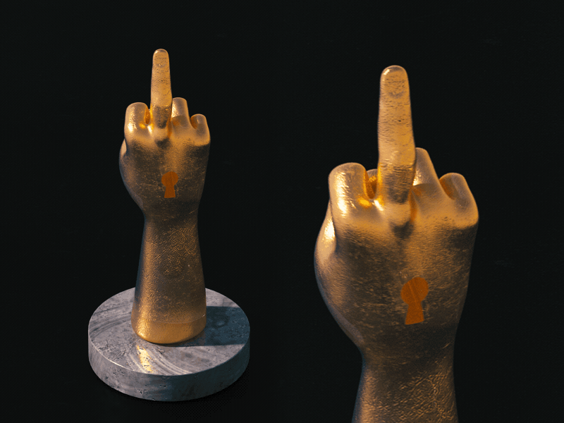Fuck All Y'all 3d bird fuck gold hand middle finger octane