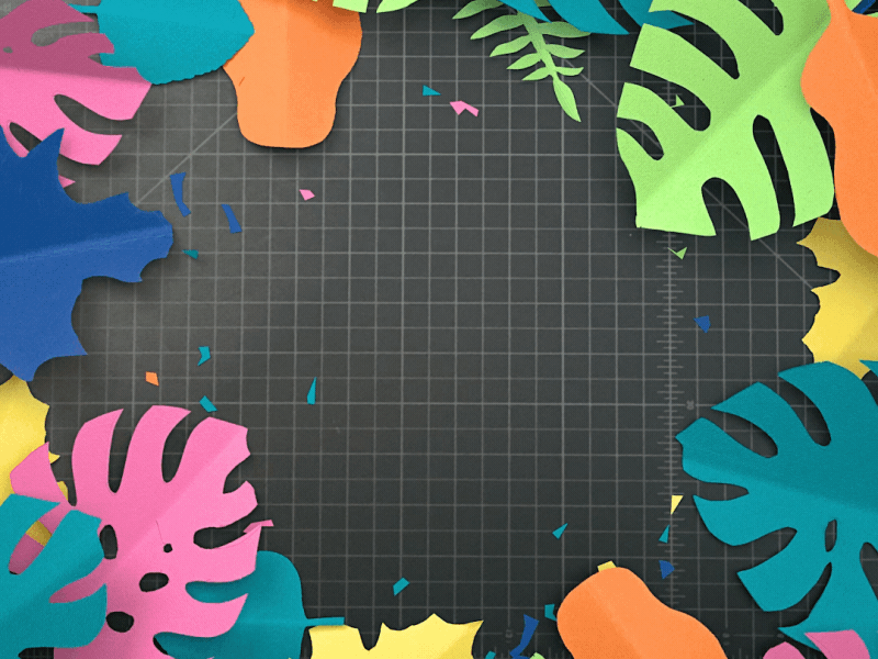 Fake Paper Things 3d animated gif c4d cinema 4d colorful gif octane paper papercraft plant render