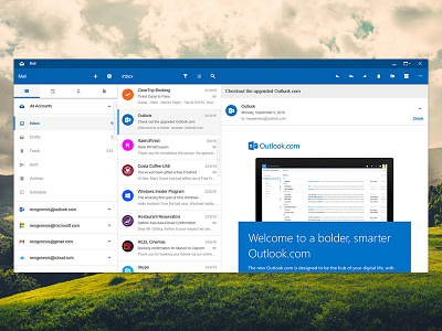 Windows Mail application design desktop material onewindows windows