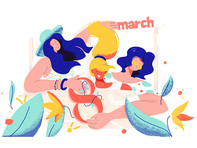 Happy women's day and my b-day :D 2020 2d 8 8march art character color design girl hair happy hat love nature plant style vector window woman womanday