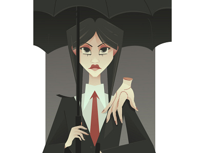 Wednesday 2d character design flat hand happy illustration movie umbrella vector wednesday