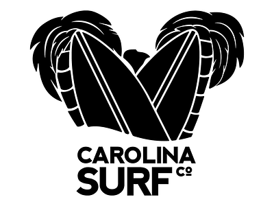 Carolina Surf Co board bold bw logo nevis palm surf thick trees