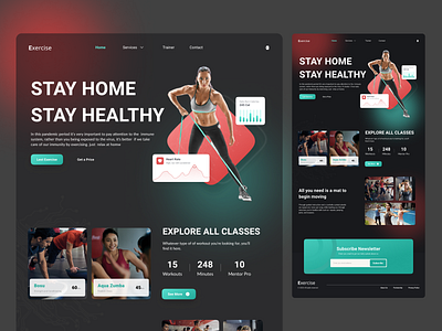 Exercise Workout Website | Landing Page figma fitness gym healthy landing page ui design website workout workout app workout website