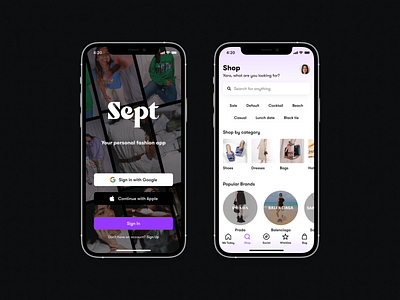 Sept — Smart Shopping App apparel clean clothes design fashion figma ios ios app mobile app modern product design purple search shop sign in streetwear ui user experience user interface ux