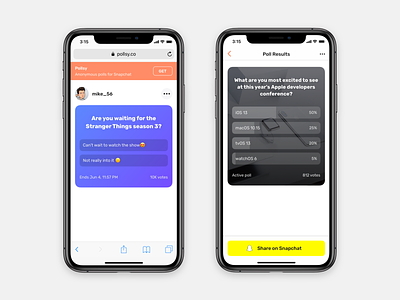 Pollsy - Poll App clean gradients interaction design ios app mobile app poll polling product design questions share sketch user experience user inteface ux ui voting web
