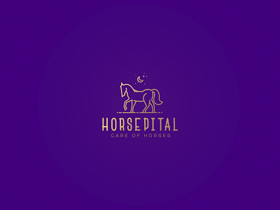 Horsepital animal branding care gold gradient horse identity logo mark moon star vector