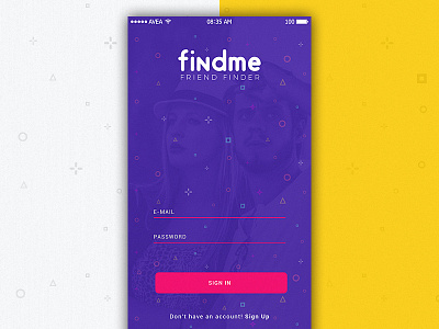 FindMe Login Page app chat finder friend ios login login page mobile password purple sign in sign up