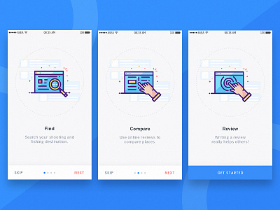 App Onboarding adventure clean colorful hand icon illustration onboarding screen search ui ux welcome