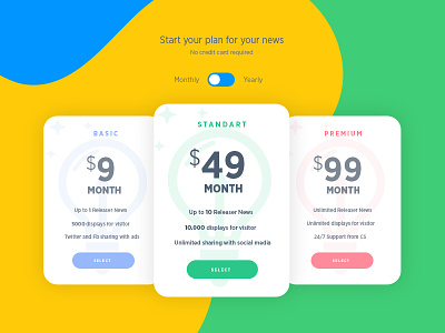 Pricing Plan basic business clean colorful modern news package premium pro simple standart visitors