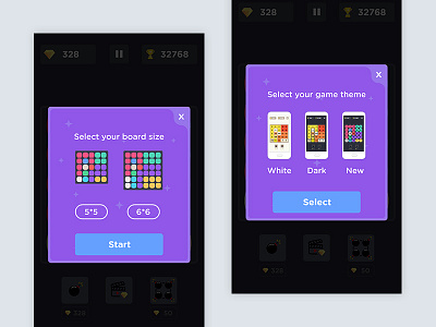 Game UI- Board and Theme Selection colorful design game illustration ios ipad iphone menu mobile phone theme