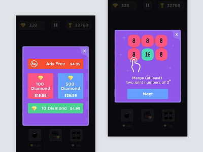 Game UI- Store and Tutorial ads colorful design diamond game hand ios ipad iphone mobile phone store