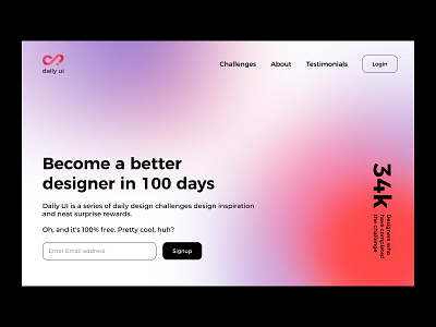 Daily UI Day 100 - Redesign Daily UI Landing Page dailyui dailyuichallenge ui design