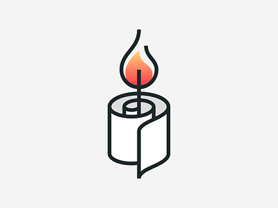 Paper-Candle abstract brand branding candle fire flame geometric icon illustration logo logo design logodesign mark monoline paper stroke symbol