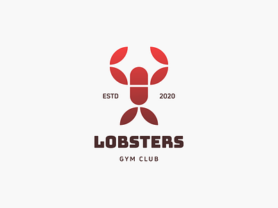 LOBSTERS! abstract brand branding club fish geometric gym icon lobster logo logo design logodesign marine mark muscle sea seafood sport symbol workout
