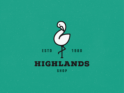 Highlands! animal bird brand branding crane flamingo goose icon logo logo design logodesign mark monochrome pelican shop stork storks swan symbol wings