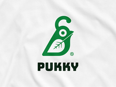 Pukky! bird brand branding geometric icon illustration leaf logo logo design logodesign mark monochrome nature negative space nest parrot peace plant symbol wings
