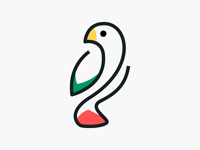 Monoline parrot II animal bird brand brand identity branding icon illustration logo logo design logodesign logos mark minimal monoline parrot squawk symbol wings