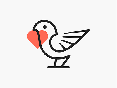 Fav-bird! abstract bird brand brand identity branding heart icon illustrator logo logo design logodesign logos love mark minimal monochrome nest sparrow symbol wings