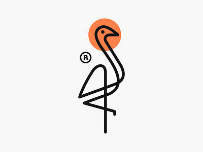 Monoline Crane Bird! bird brand brand identity branding craneo flamingo geometric icon illustration logo logo design logodesign logos mark minimal monochrome monoline stork swan symbol