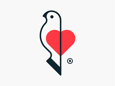 Heart Birdy! bird brand brand identity branding dove geometric heart icon illustration logo logo design logodesign logos love mark monoline pigeon symbol wing wings