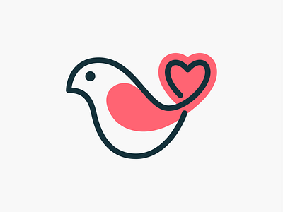 Monoline love bird! bird brand brand identity branding heart icon illustration logo logo design logodesign logos love mark minimal monoline nest stroke symbol wing