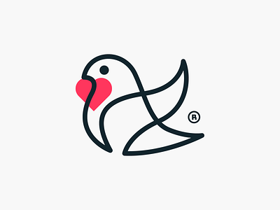Monoline love dove! abstract bird brand branding dove heart icon illustration logo logo design logodesign logos love mark minimal monoline peace pigeon stroke symbol