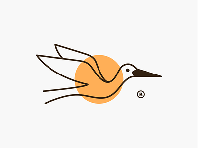 Eastern bird! animal bird brand branding crane icon illustration logo logo design logodesign logos mark nest pelican stork stroke sun swan symbol wings