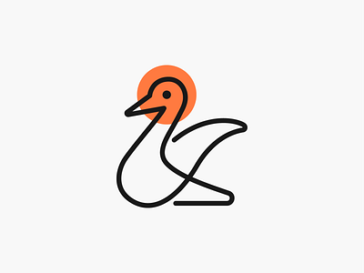 Monoduck! bird brand brand identity branding duck goose icon illustration logo logo design logodesign logos mark minimal monochrome monoline stork swan symbol wings