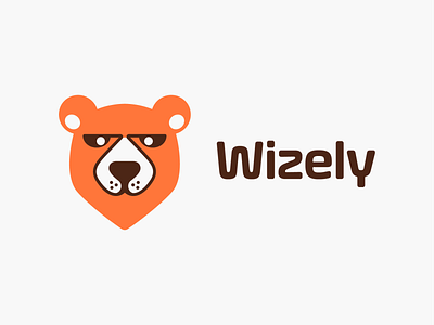 Wizely! animal bear brand branding honey icon illustration logo logo design logodesign logotype mark mascot minimal symbol symmetrical wild wize wizely