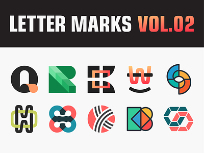 Letter Marks Vol 2 abstract behance brand branding collection geometric icon illustration k letter logo logo design logodesign logofolio mark q r symbol type w