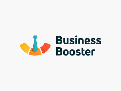 Business Booster! arrow booster brand brand identity branding business gauge geometric gradient icon logo logo design logodesign logotype mark speed suit symbol tie visual identity