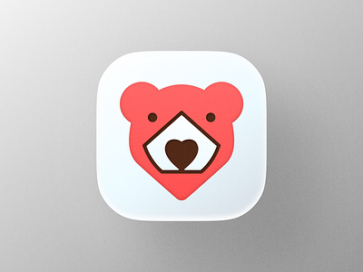 Love Bear II icon! animal app bear big sur brand brand identity branding geometric heart icon illustration ios logo logo design logodesign love mark red symbol visual identity