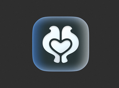 Love doves! app big sur bird brand branding dove heart icon illustration ios logo logo design logodesign love mark monochrome negative space peace pigeon symbol