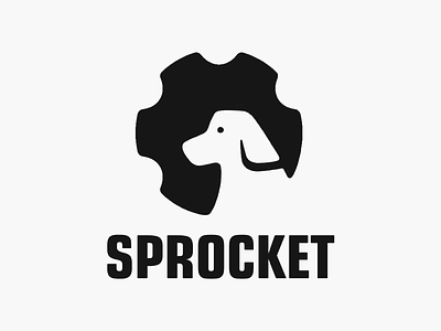 Sprocket! brand branding dog icon illustration logo logo design logodesign mark monochrome negative space pet sprocket symbol