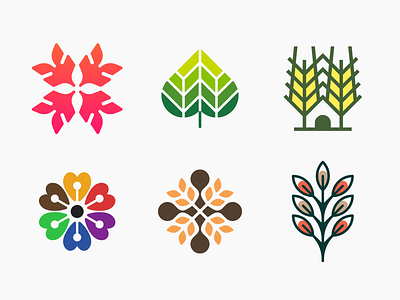 Plants & Flowers icons! brand brand design brand identity branding flower geometric heart house icon icons illustration logo logo design logodesign mark plant rose set symbol wheat