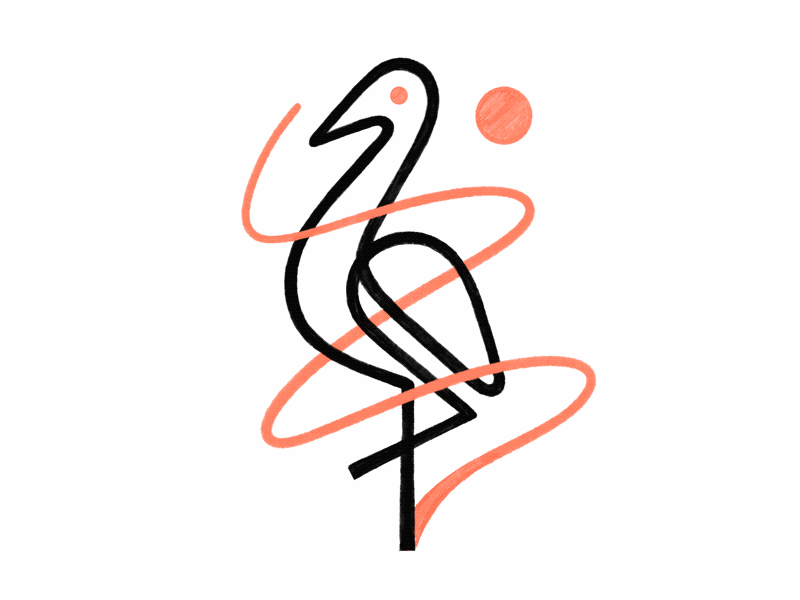 Monoline Crane! animated animation bird brand brand design brand identity branding branding design crane gif icon illustration logo logo design logodesign mark monoline stork swan symbol