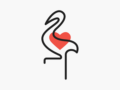 Monoline love crane! bird brand brand identity branding branding design crane flamingo heart icon illustration logo logo design logodesign love mark minimal monoline stork symbol web