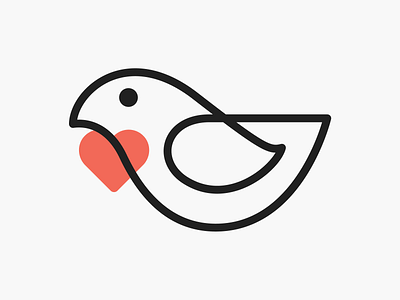 Monoline love bird! bird brand brand identity branding branding design heart icon illustration lineart linework logo logo design logodesign love mark minimal monoline stroke symbol tweet