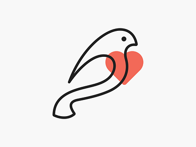 Monoline Love Dove! bird brand brand identity branding dove icon illustration lineart logo logo design logodesign love mark minimal monochrome monoline negative space pigeon symbol wings