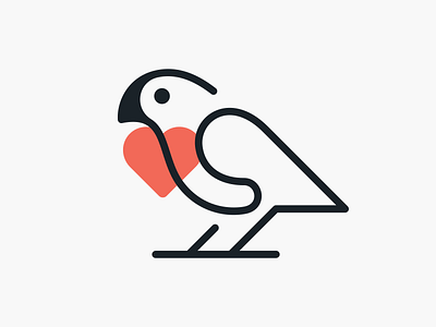 Monoline love parrot! bird brand brand design brand identity branding branding design dove heart icon illustration logo logo design logodesign love mark minimal monoline parrot symbol visual identity
